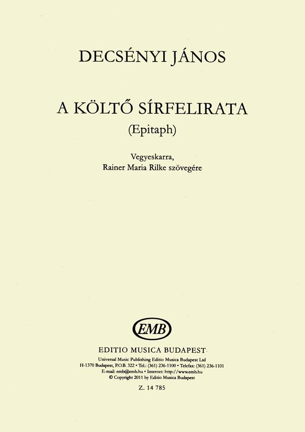 Decsényi: A költő sírfelirata (Epitaph)