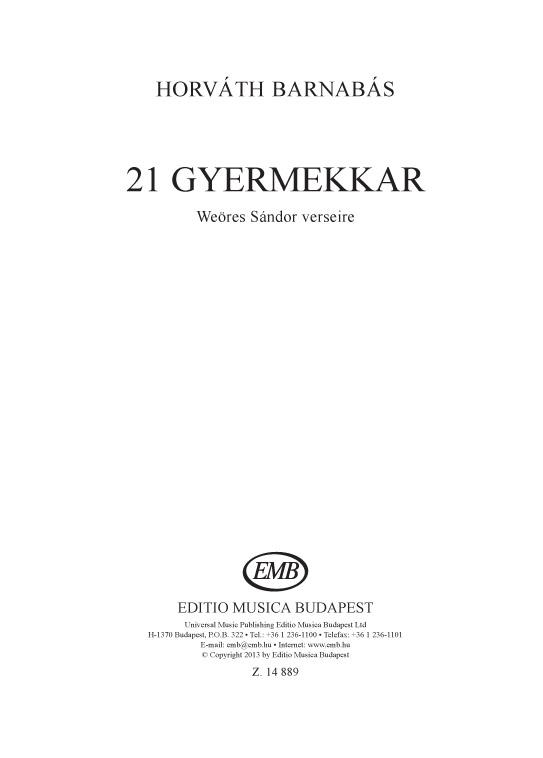 Horváth: 21 gyermekkar