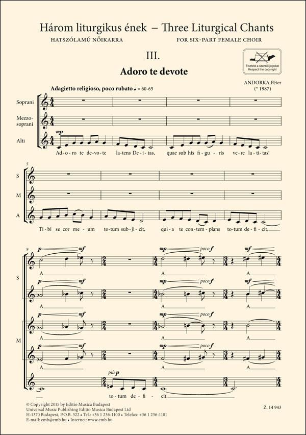 Andorka: Three Liturgical Chants III. Adoro te devote