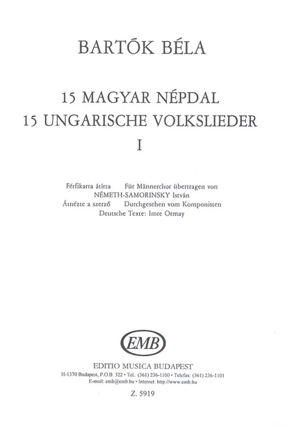 Bartók: 15 Hungarian Folksongs 1