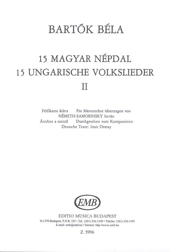 Bartók: 15 hungarian folksongs 2