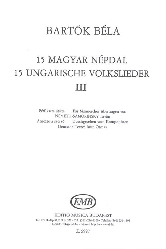 Bartók: 15 hungarian folksongs 3