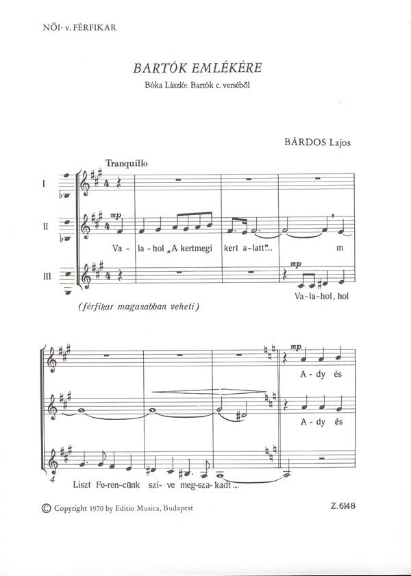 Bárdos: Bartók emlékére