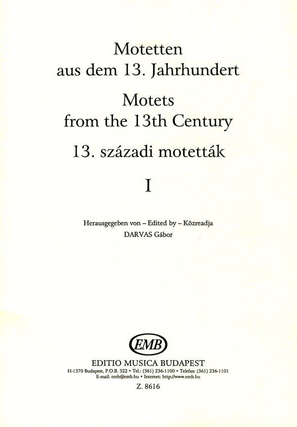 Motets from the 13th century, Vol. 1