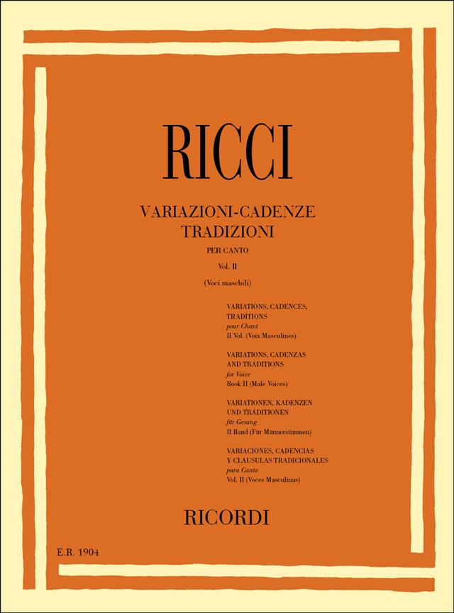 Ricci: Variazioni Cadenze Tradizioni per Canto Vol. 2