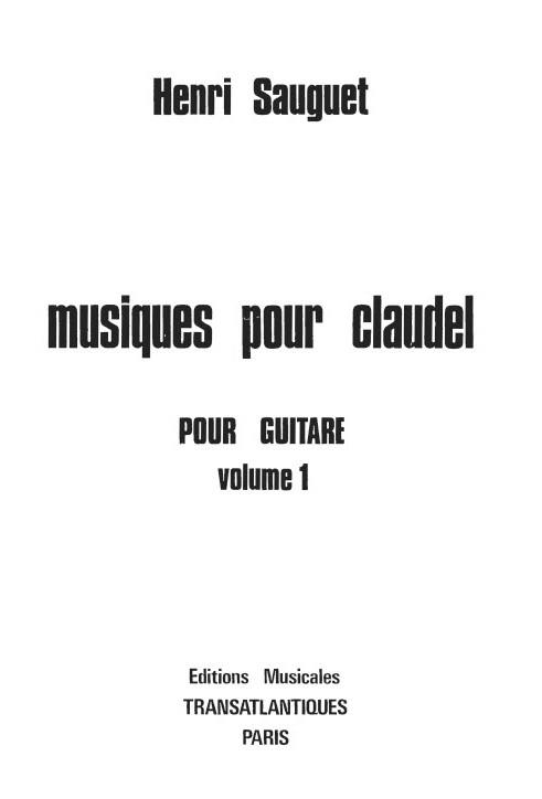 Musiques Pour Claudel - Vol 1