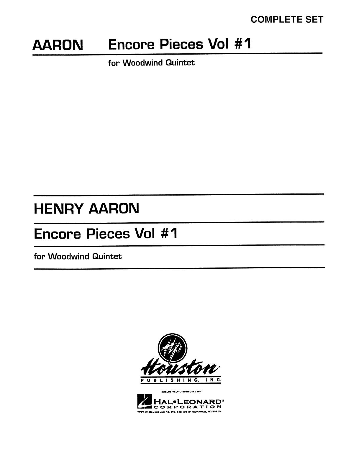 Encore Pieces for Woodwind Quintet - Volume 1(Complete Set)