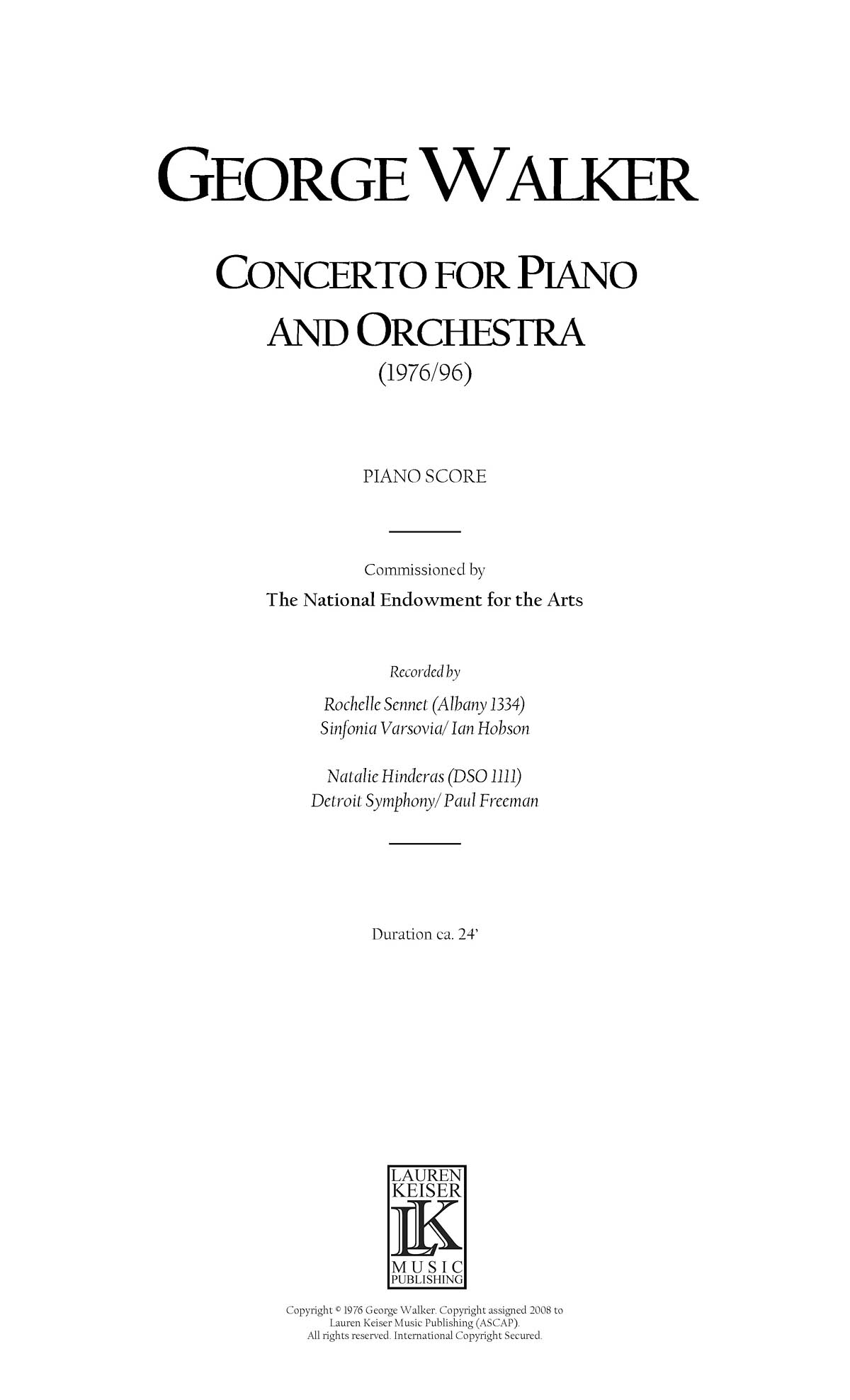 Concerto for Piano and Orchestra