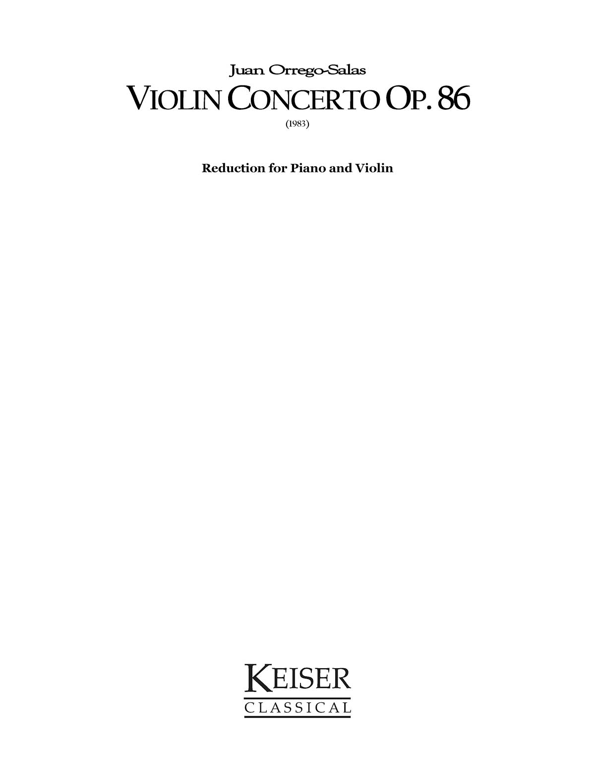 Violin Concerto, Op. 86 Piano Reduction