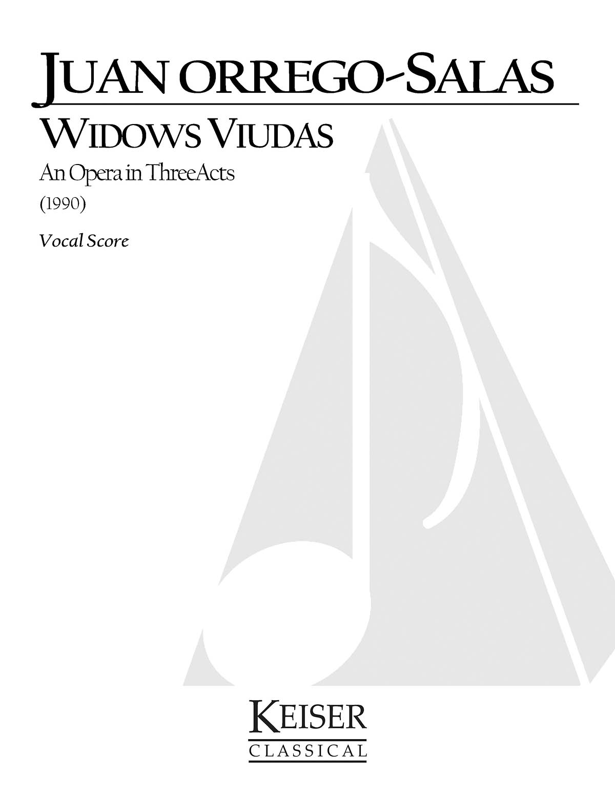 Widows Viudas(Opera Vocal Score)