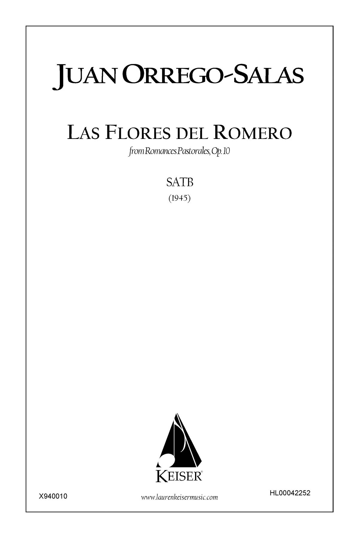 Las Flores Del Romero(from Romances Pastorales, Op. 1)