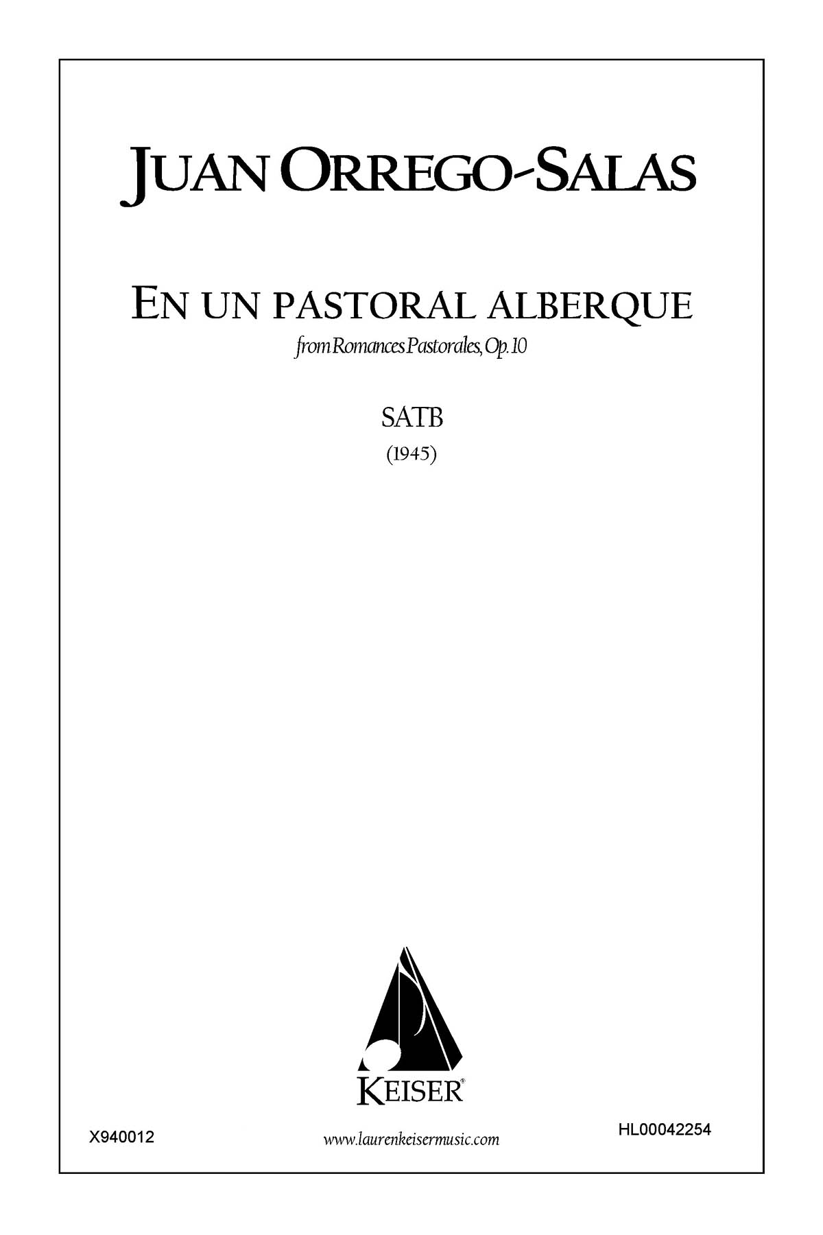 En Un Pastoral Albergue(from Romances Pastorales, Op. 1)