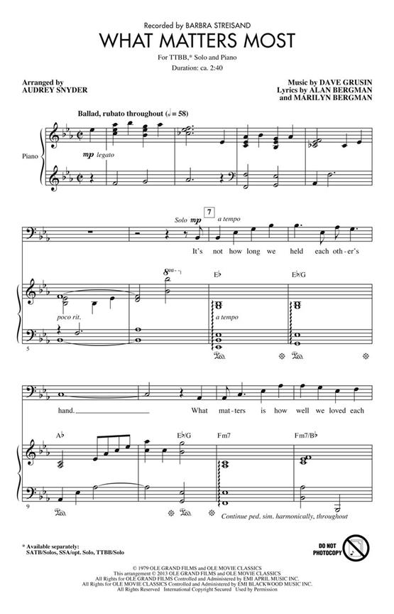 What Matters Most (TTBB)