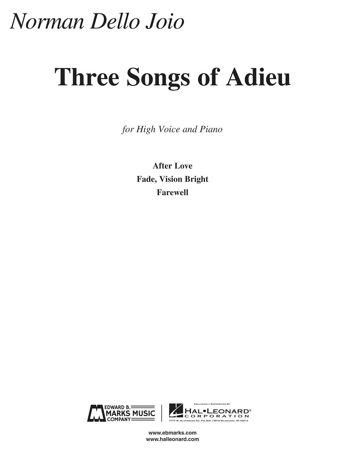 Three Songs of Adieu - Norman Dello Joio