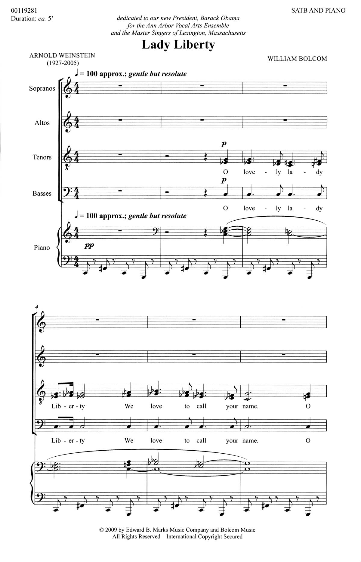Lady Liberty(SATB and Piano)