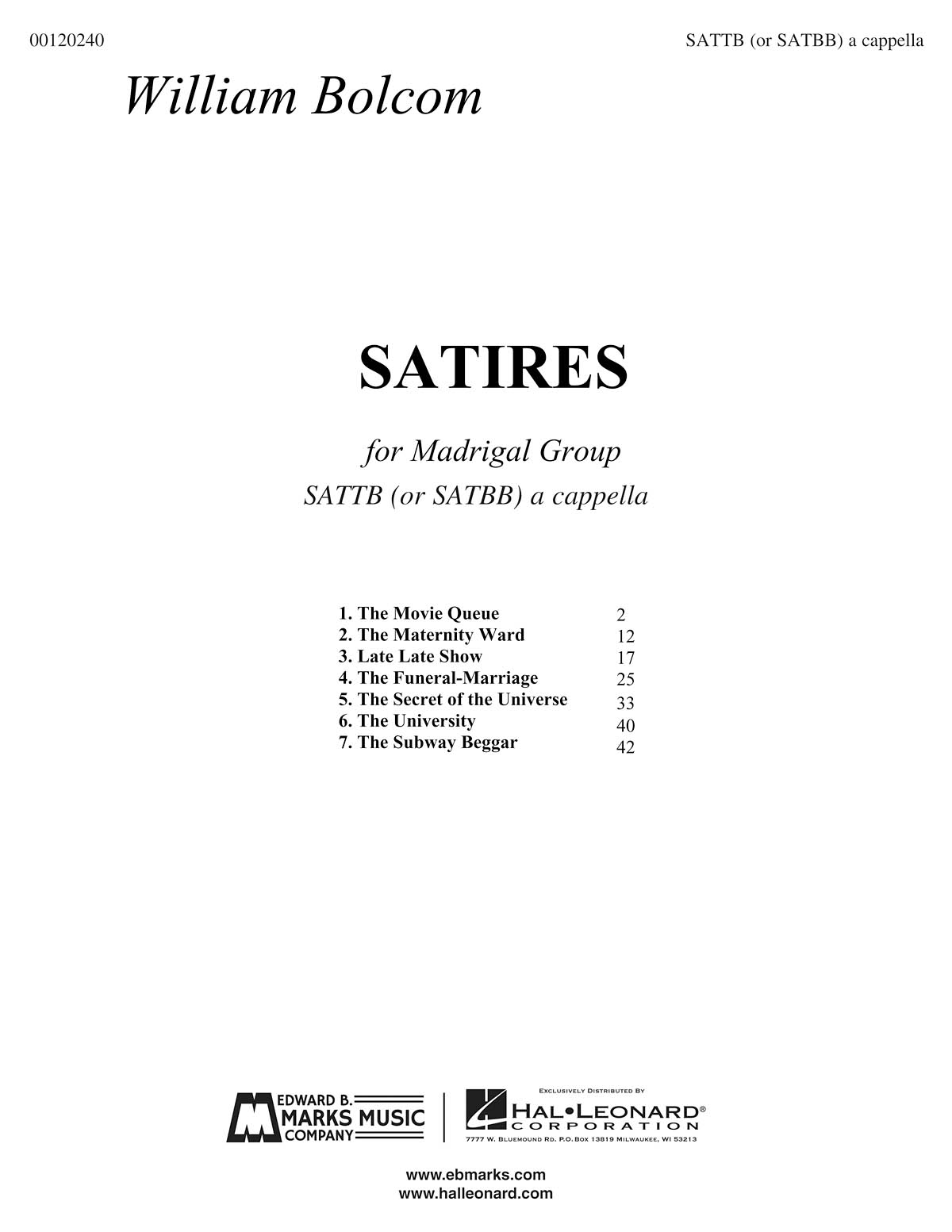 Satires(SATB Madrigal Group unaccompanied)