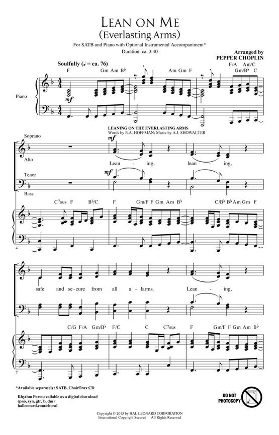Anthony J. Showalter: Lean on Me (SATB)