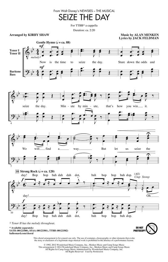 Seize the Day from Newsies (TTBB)