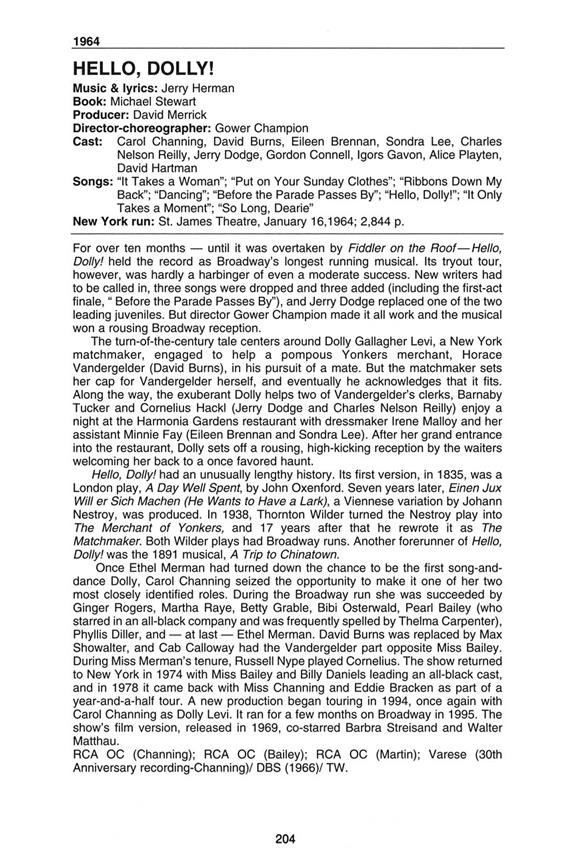 Broadway Musicals, Show-by-Show(Eighth Edition)
