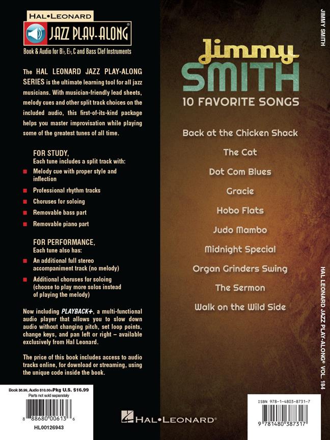 Jimmy Smith: Jazz Play-Along Volume 184