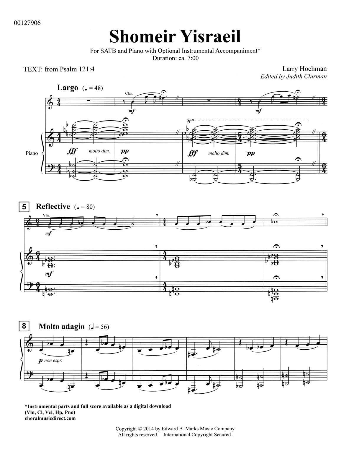 Shomeir Yisraeil(SATB and Piano opt. Instrumental Accompaniment)