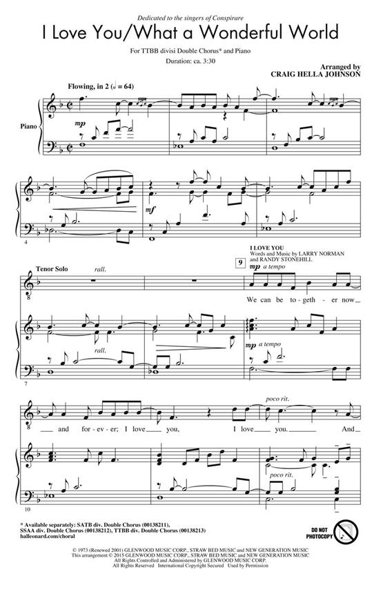 I Love You/What a Wonderful World (TTBB)