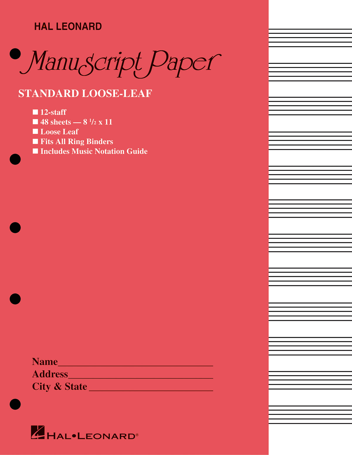 Standard Loose Leaf Manuscript Paper Pink Cover