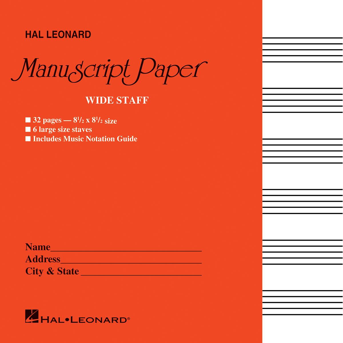 Wide Staff Manuscript Paper Red Cover
