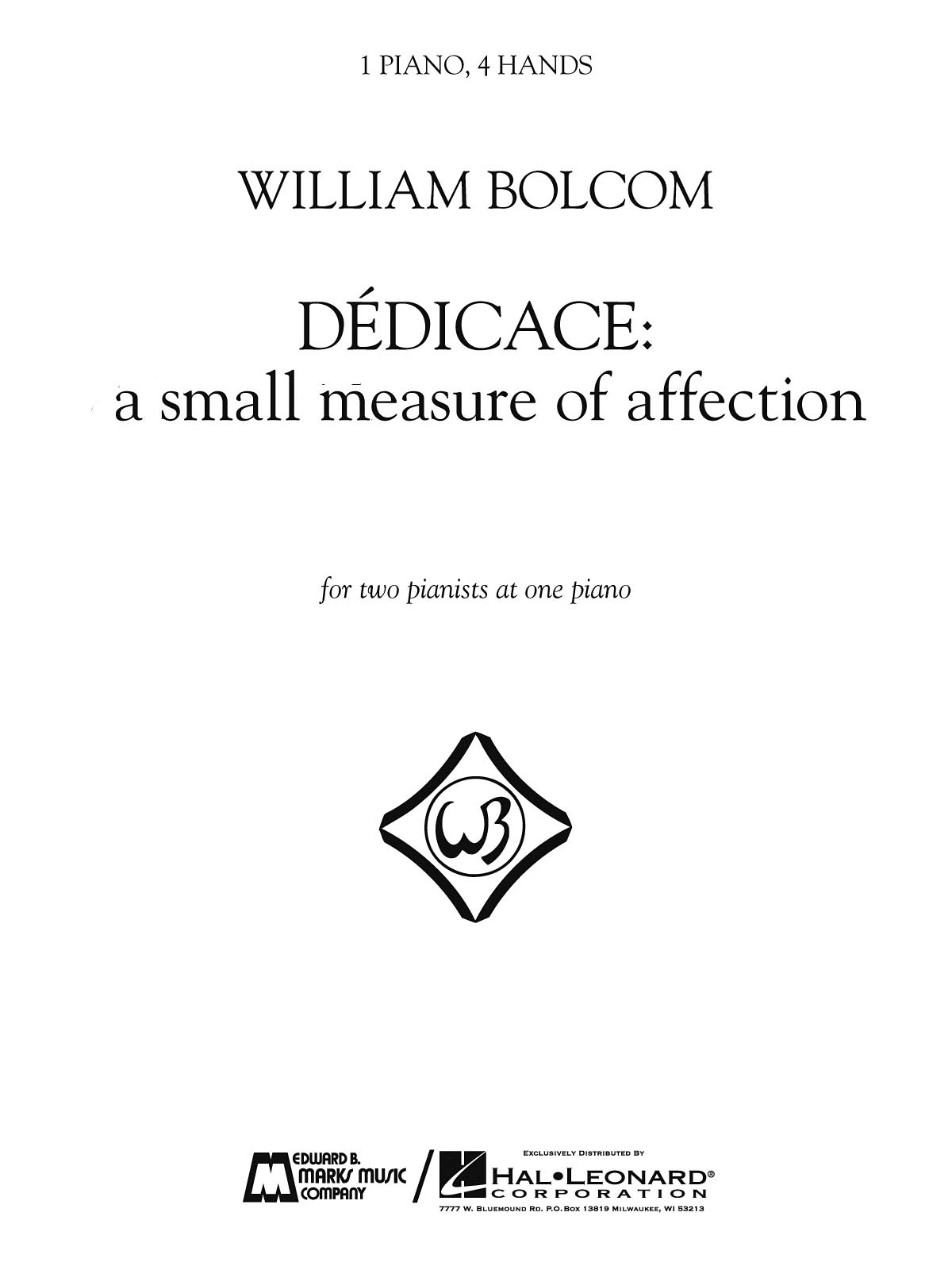 Dédicace - A Small Measure of Affection(1 Piano, 4 Hands)