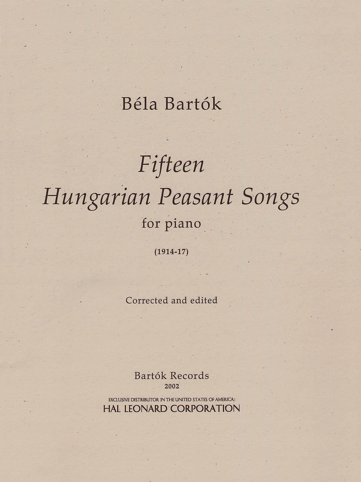 15 Hungarian Peasant Songs