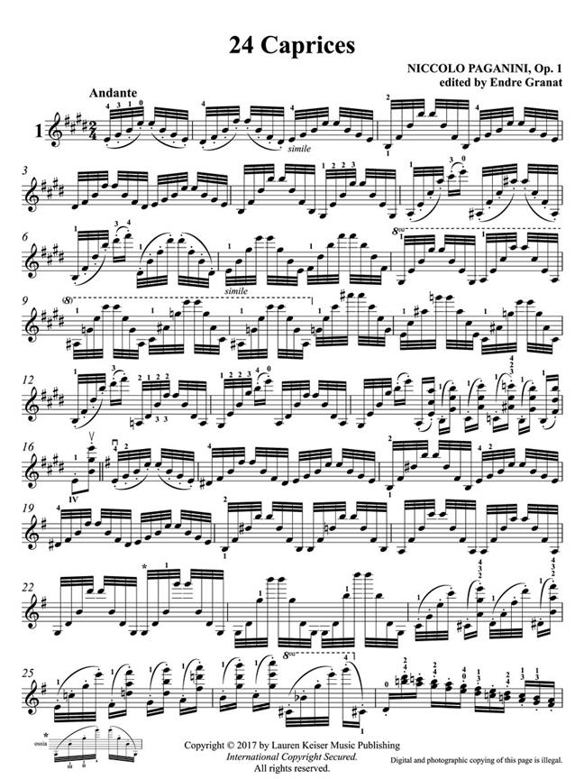 24 Caprices for Violin Solo