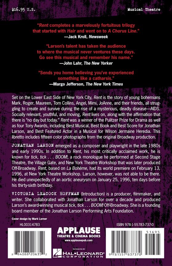 Rent - Rehearsal Tracks CD(The Complete Book and Lyrics of the Broadway Musical)