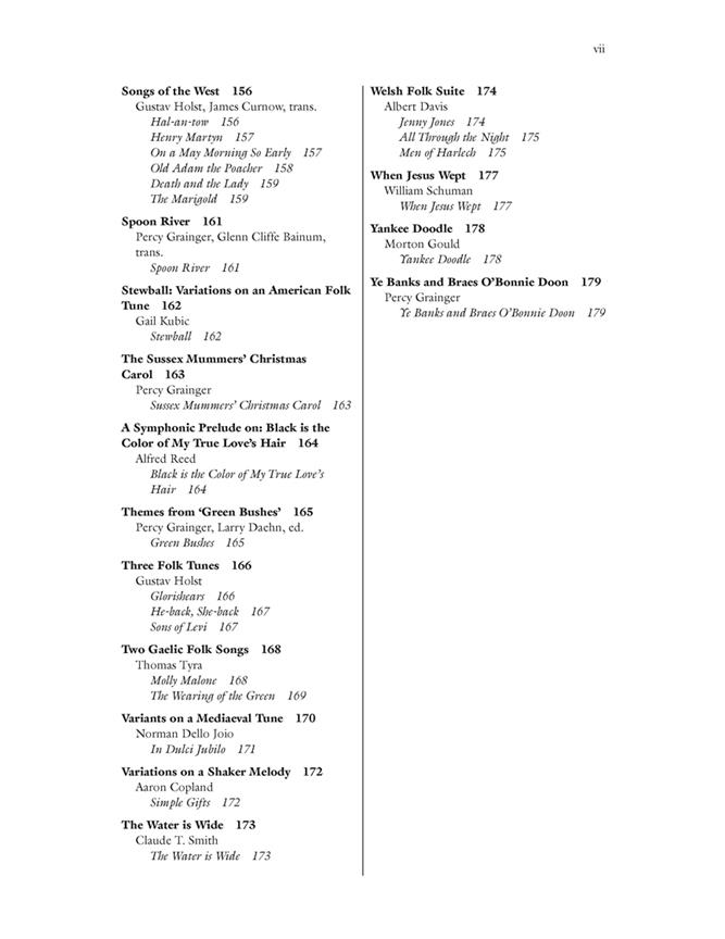 A Catalog of Folk Song Settings for Wind Band