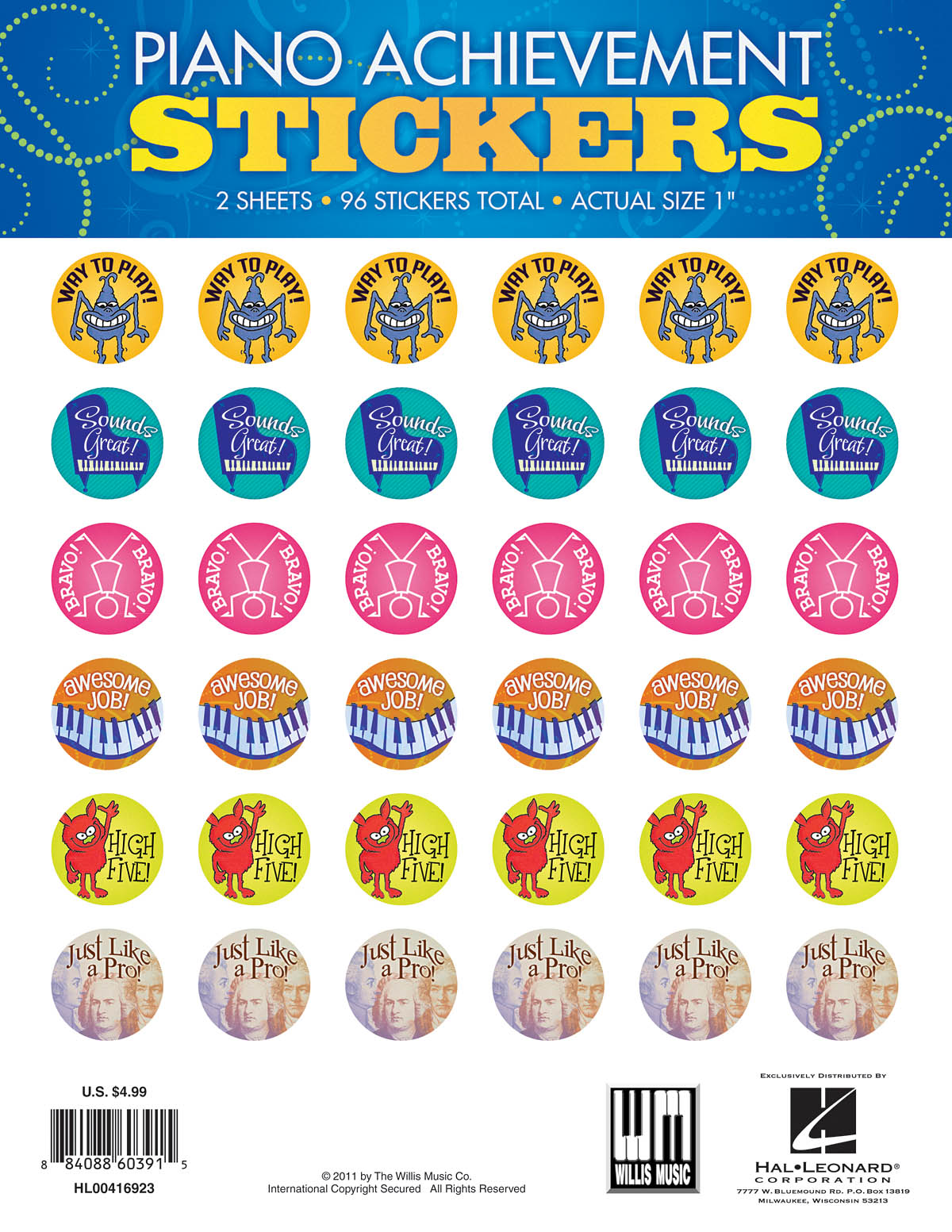 Piano Achievement Stickers