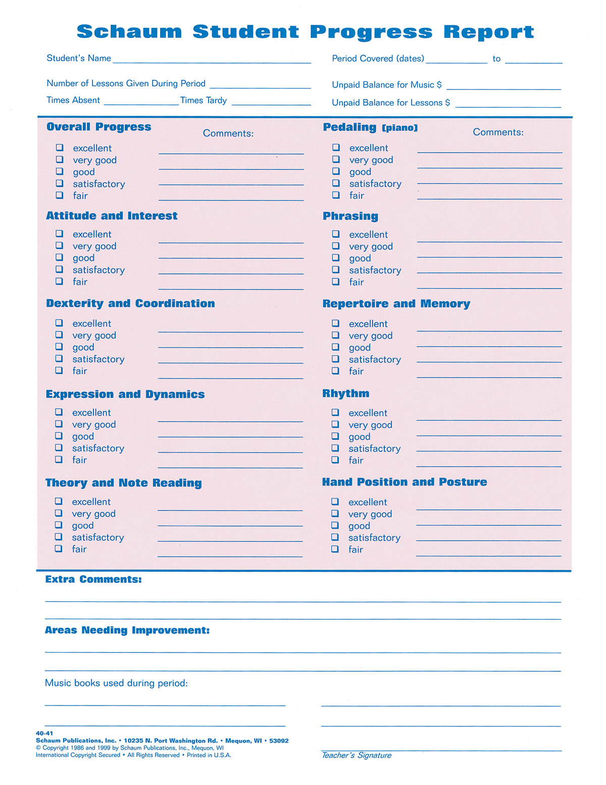 Student Progress Report