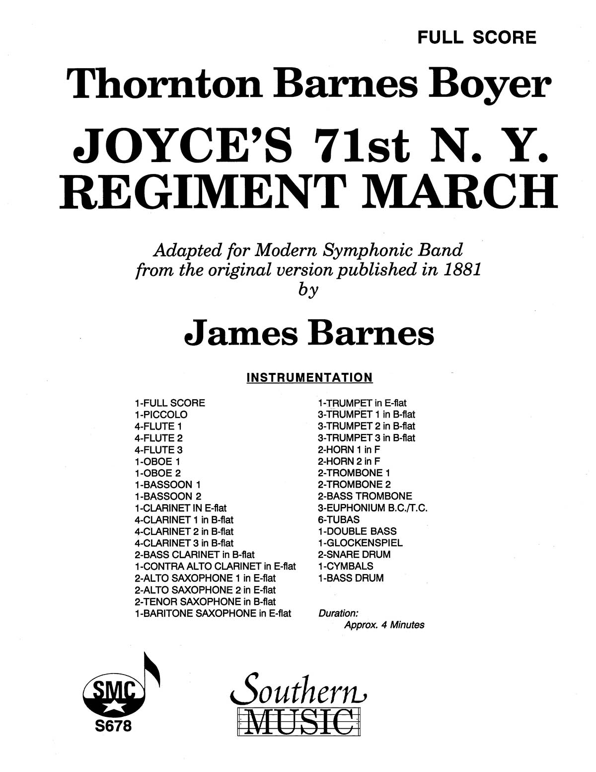 Joyce’S 71St N. Y. Regiment March