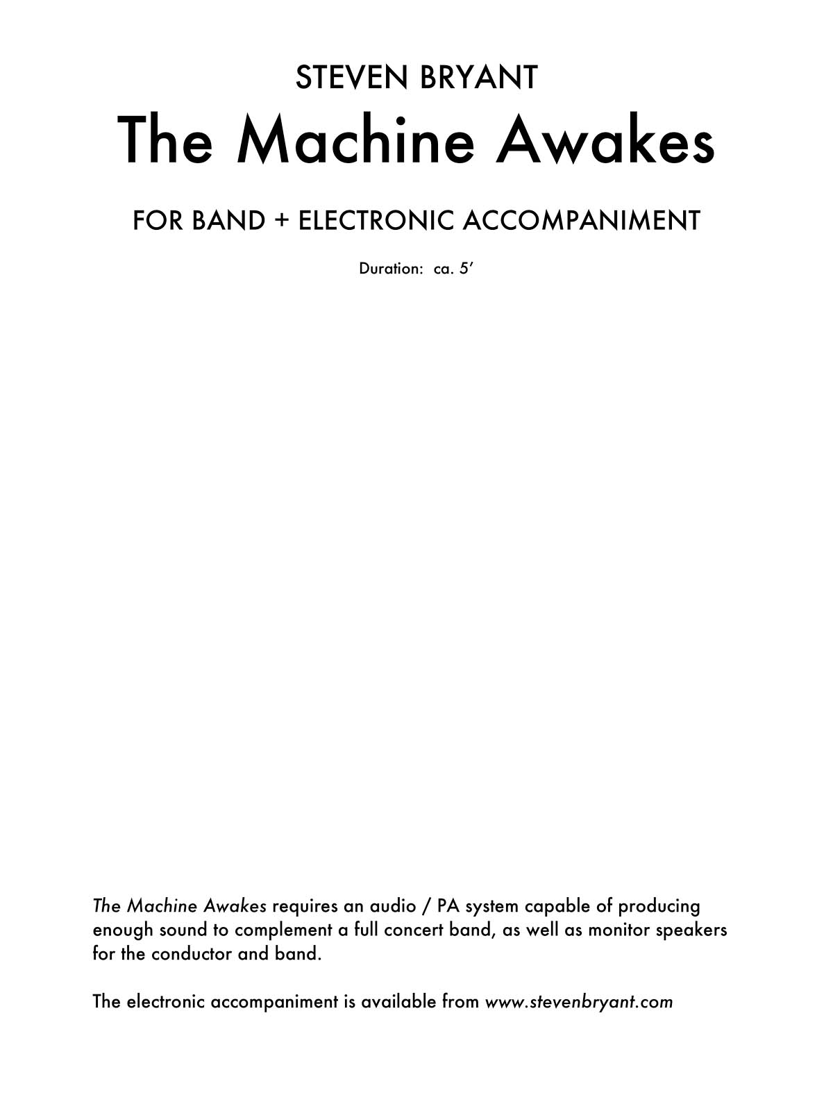 The Machine Awakes (fuer Band Plus Electronics)