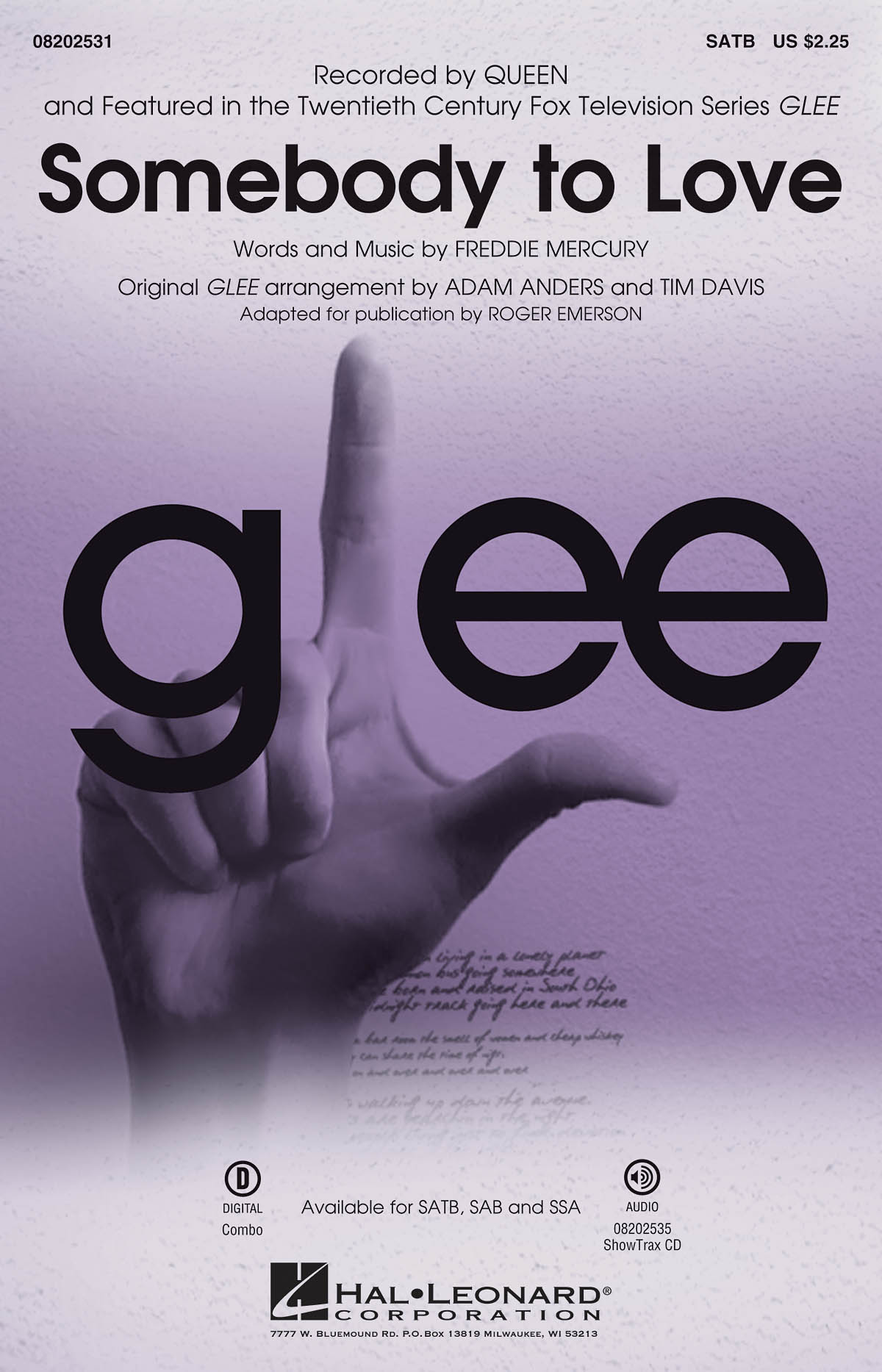 Somebody To Love from Glee (SATB)