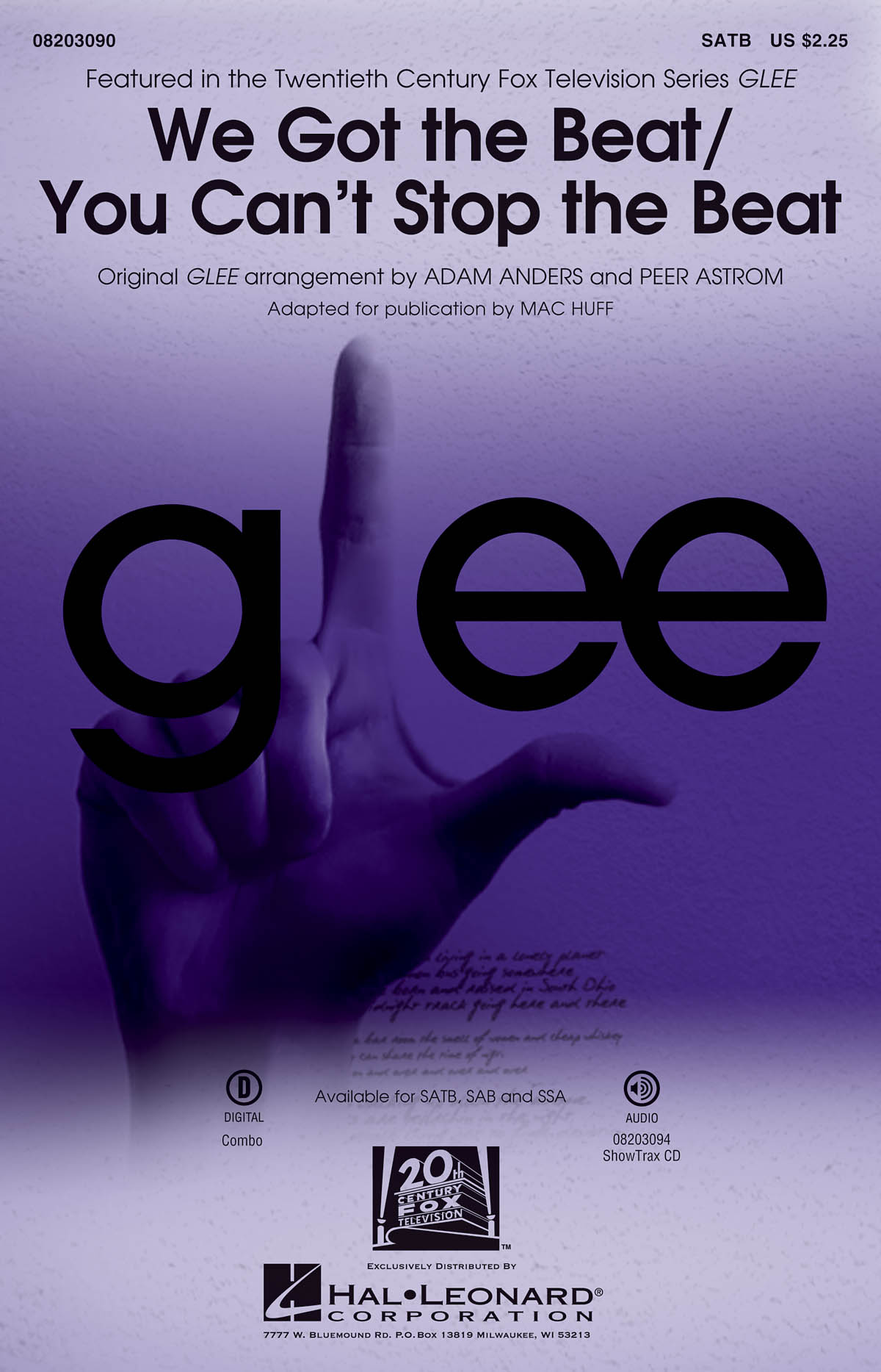 Glee Cast: We Got the Beat/You Can't Stop the Beat (SATB)