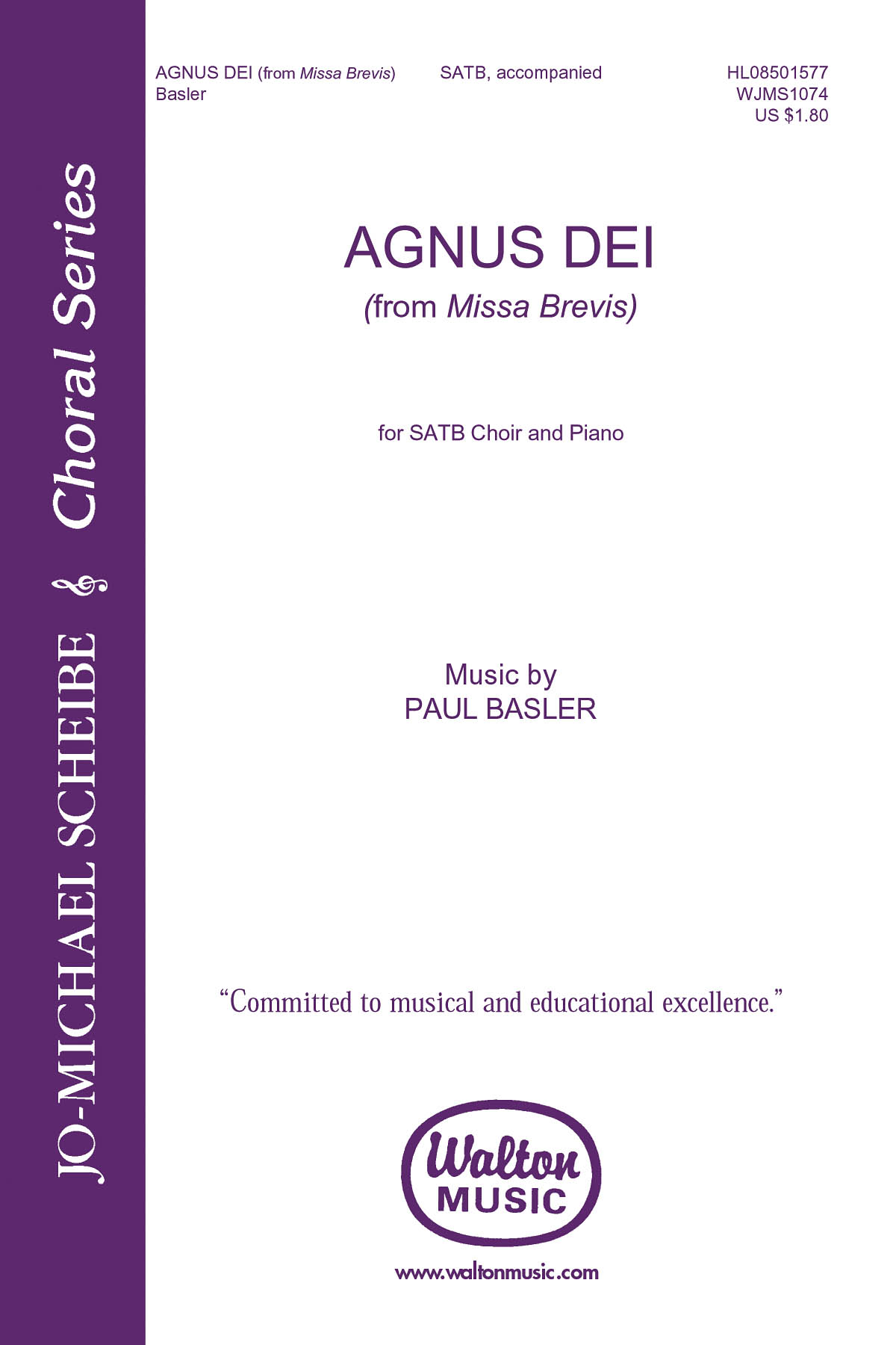 Paul Basler: Agnus Dei (from Missa Brevis) (SATB)