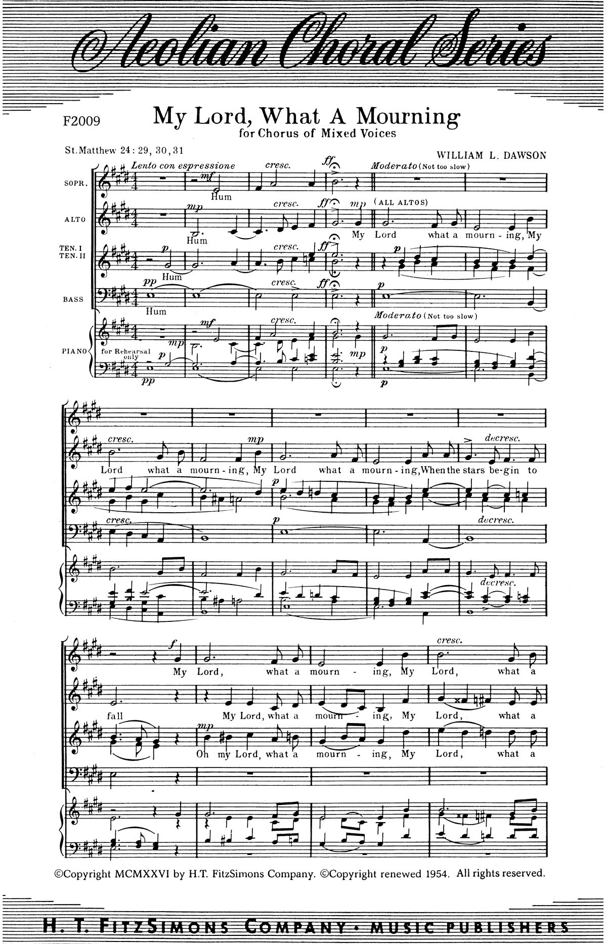 My Lord, What a Mourning (SATB)