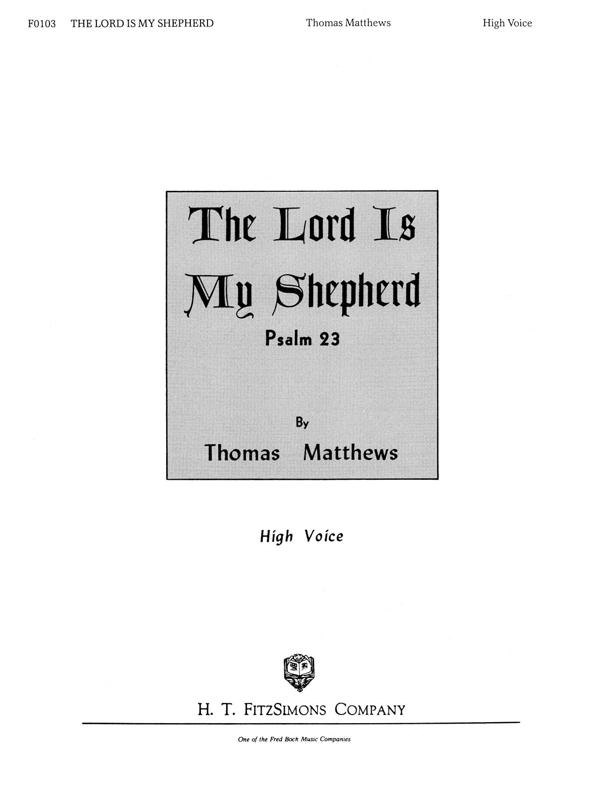 The Lord Is My Shepherd(High Voice)