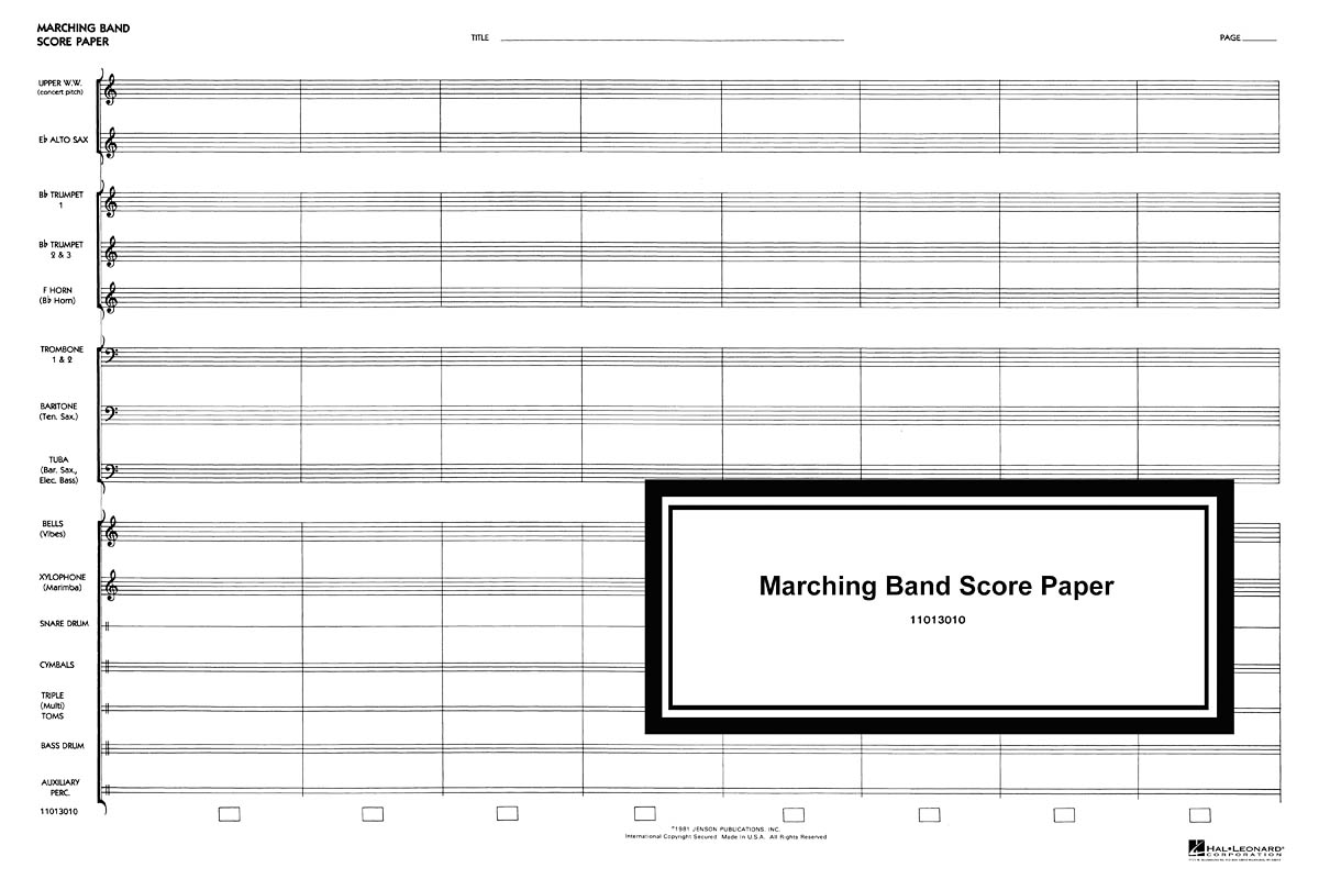 Marching Band Score Paper