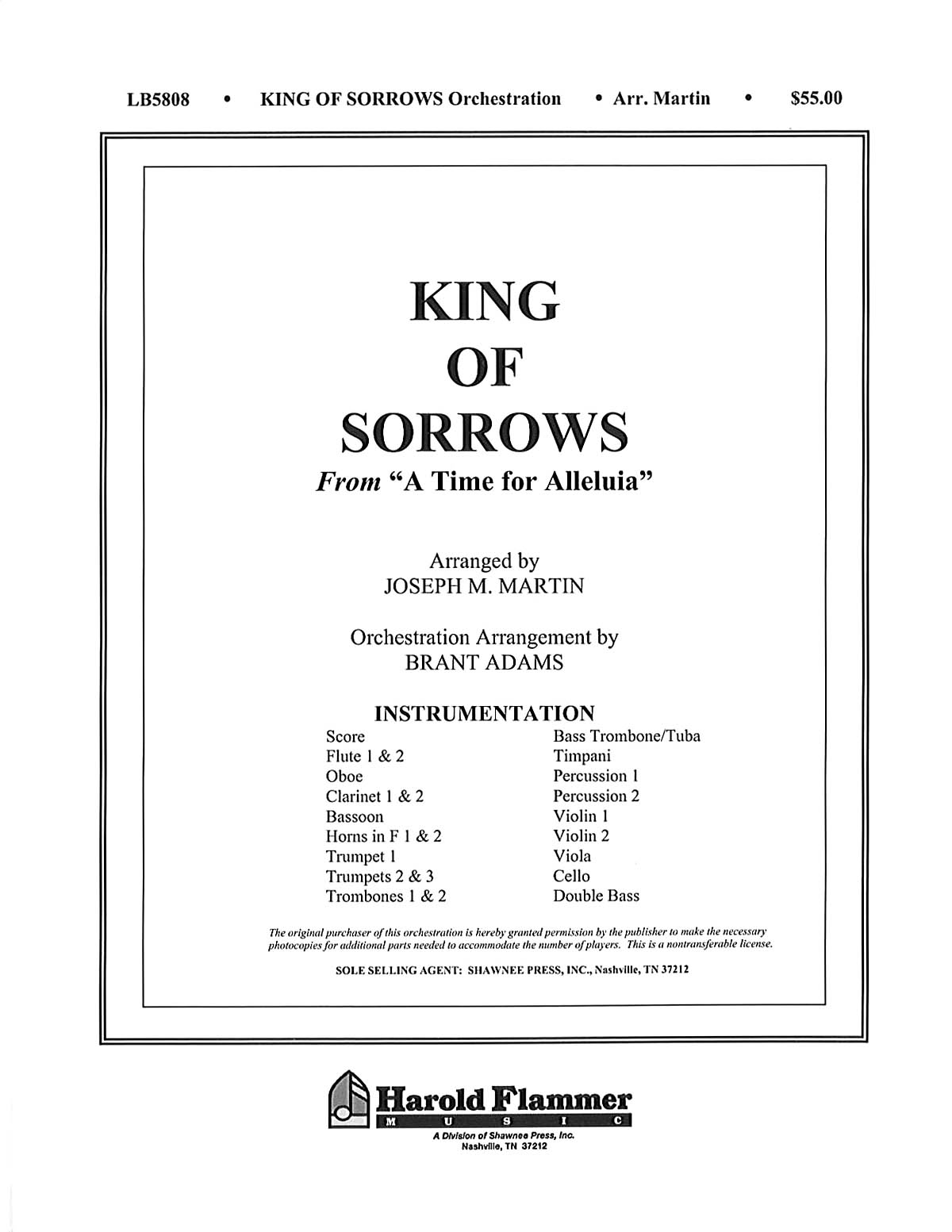 King of Sorrows from A Time for Alleluia