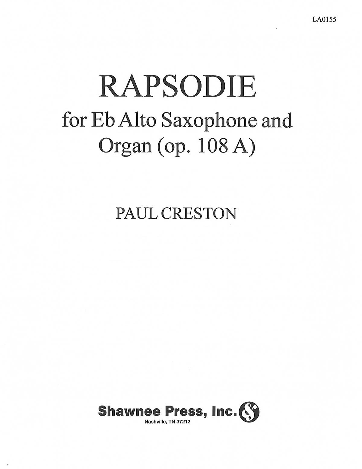 Rapsodie for E Flat Alto Saxophone and Organ