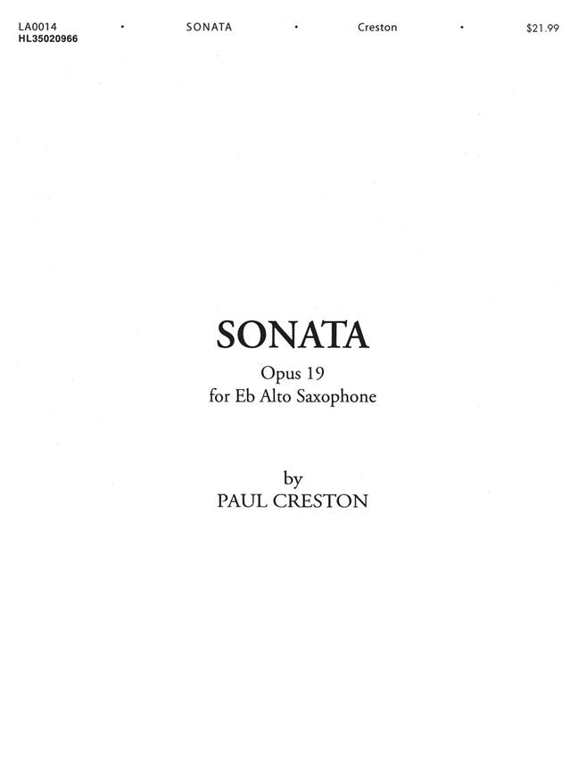 Sonata, Op. 19 for E-Flat Alto Saxophone