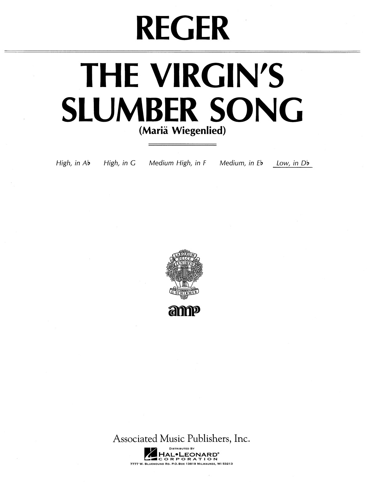 Reger: Virgin's Slumber Song Op.76 No.52 (D Flat)