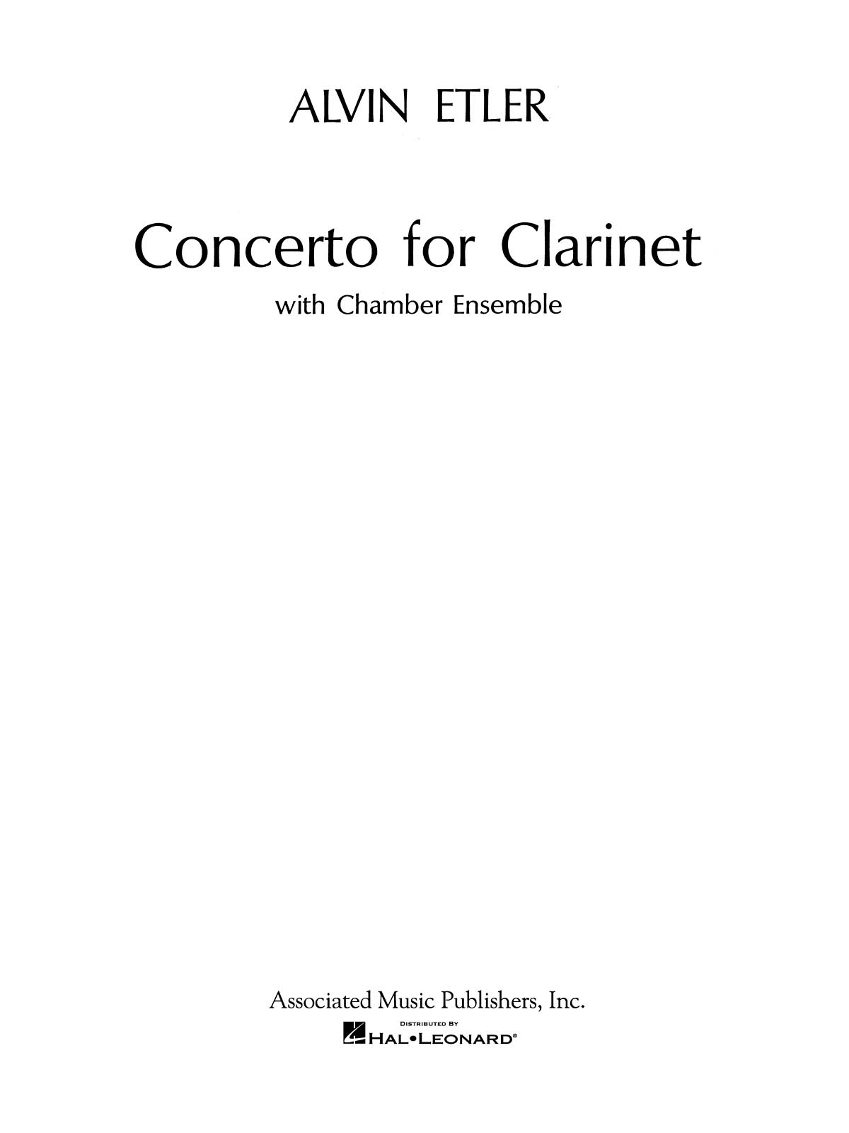 Alvin Etler: Concerto for Clarinet and Chamber Ensemble