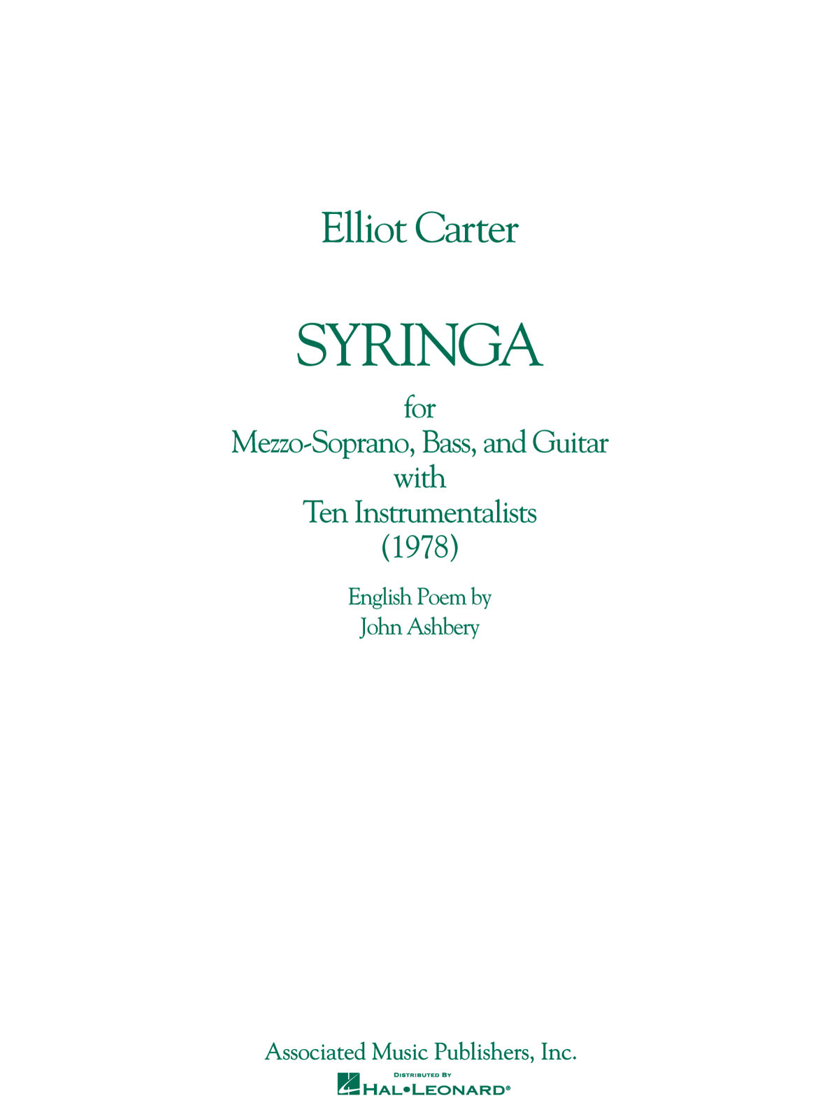 Elliott Carter: Syringa