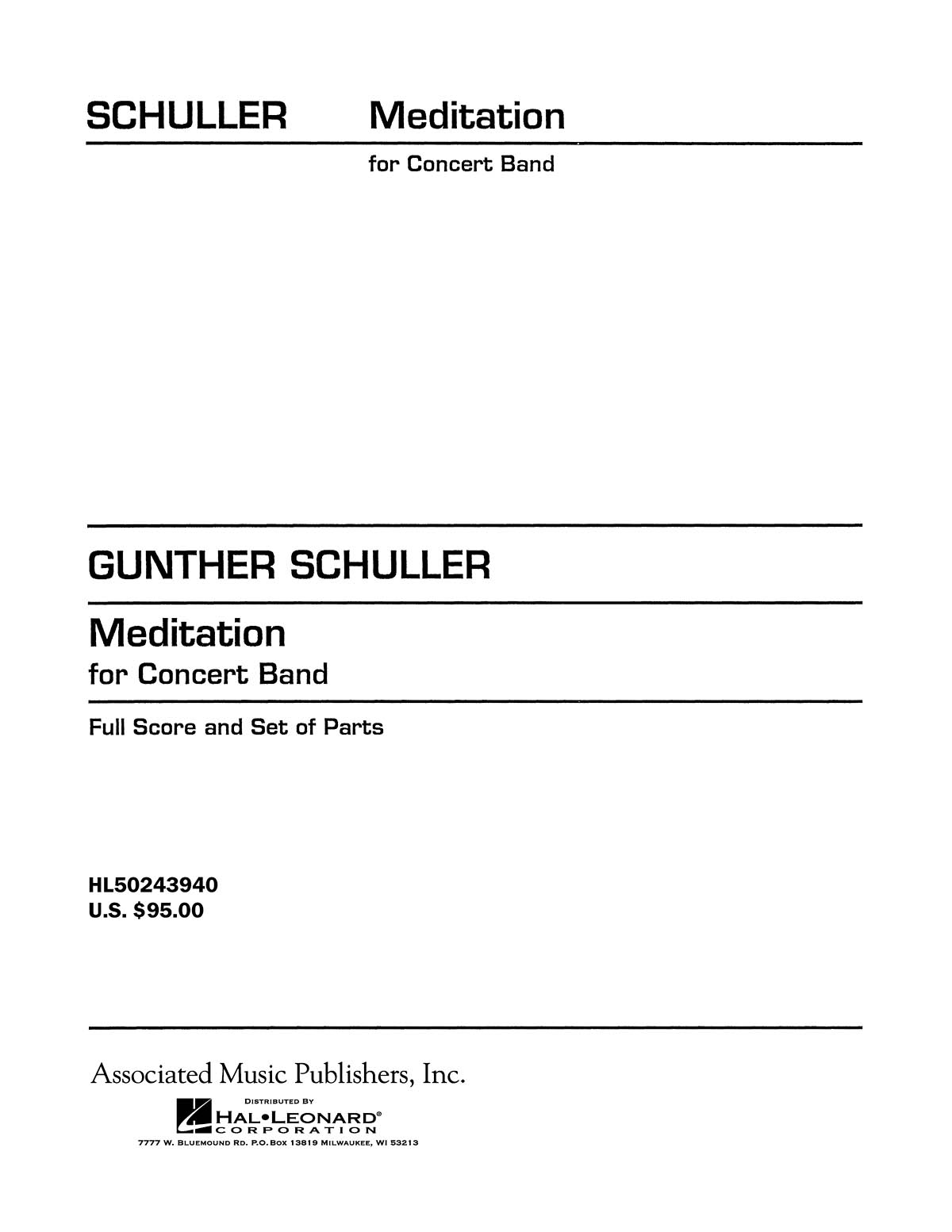 Gunther Schuller: Meditation for Concert Band